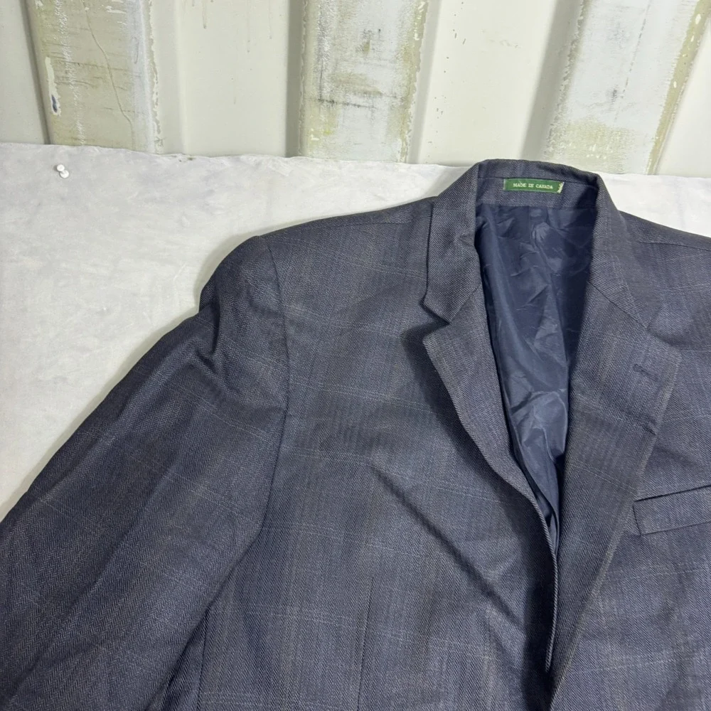 Lauren Ralph Lauren Mens Sport Coat Blazer Blue Plaid Wool Lined Two Button 44R‎